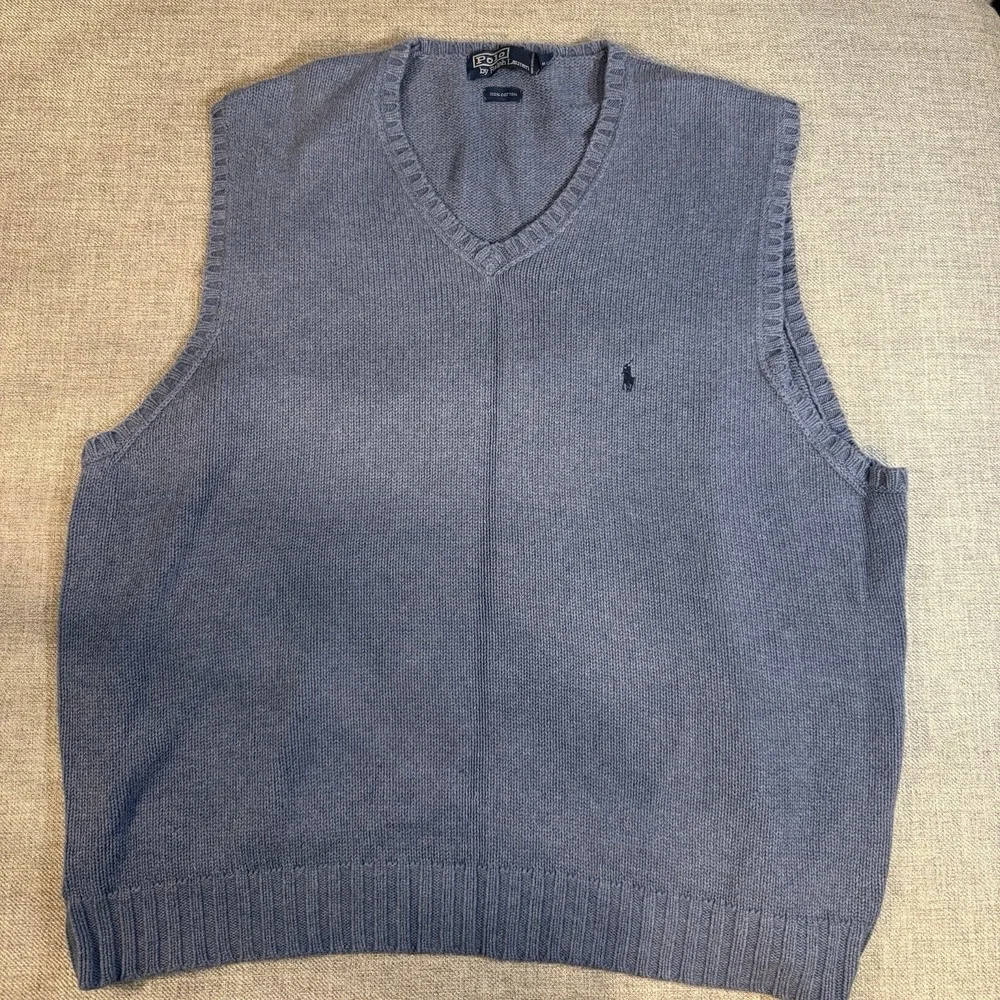 Polo Ralph Lauren Sweater Vest Mens XXL Blue V Neck Cotton Knit